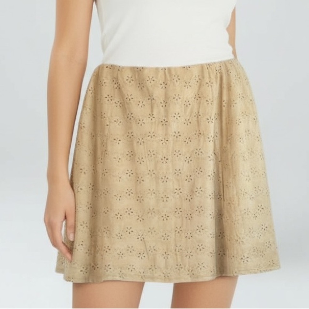 Maurices Faux Suede Laser Cut Floral Eyelet Skirt